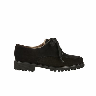 Chaussures Plates Brunate Lambskin Doublée Dentelle Up Femme Noir | 523-FVXYNJ